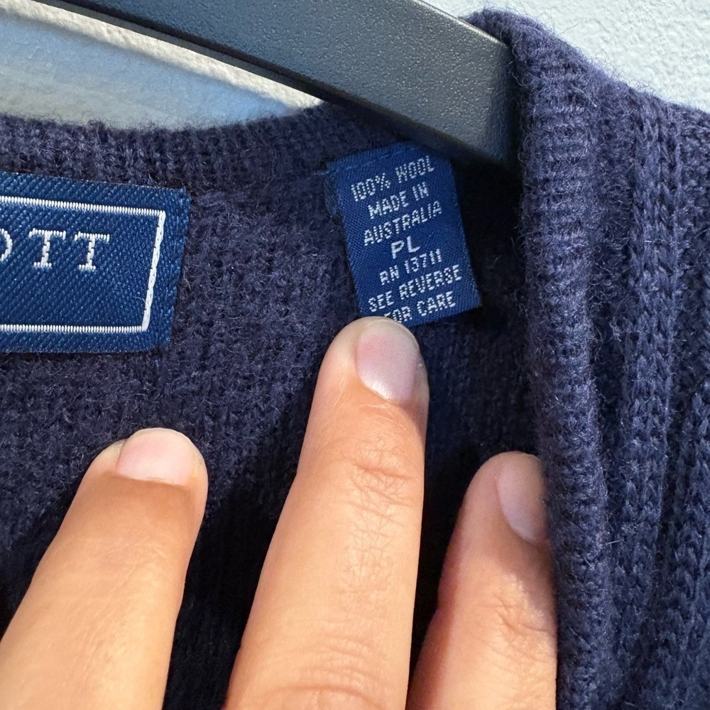 Karen Scott Australian Wool Waist Length Navy Blue Cardigan Women’s Size Pet L - Picture 4 of 13